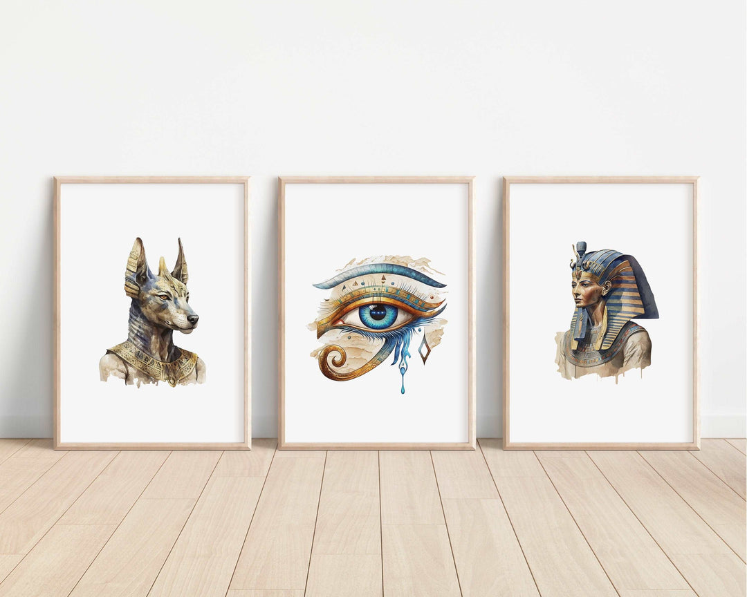 Ancient Egypt Prints | Watercolour Egyptology | Anubis Osiris Horus Gods Bastet Sphinx Kids History Bedroom Nursery Wall Art Decor Gifts