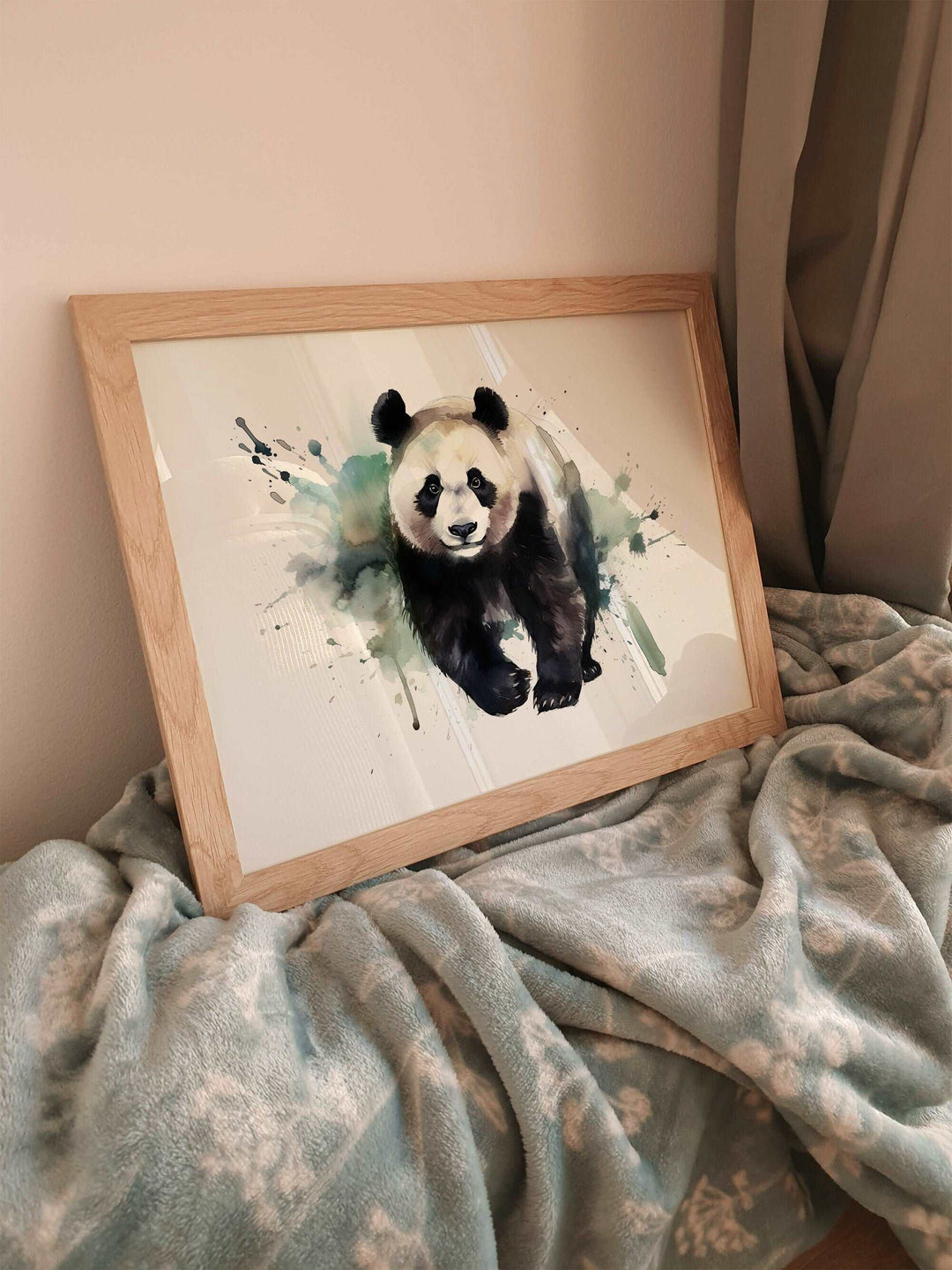 Panda Print | Watercolour China Decor | Colourful Bamboo Home Wall Art | Gift Jungle Posters Nature Kids Nursery Bedroom