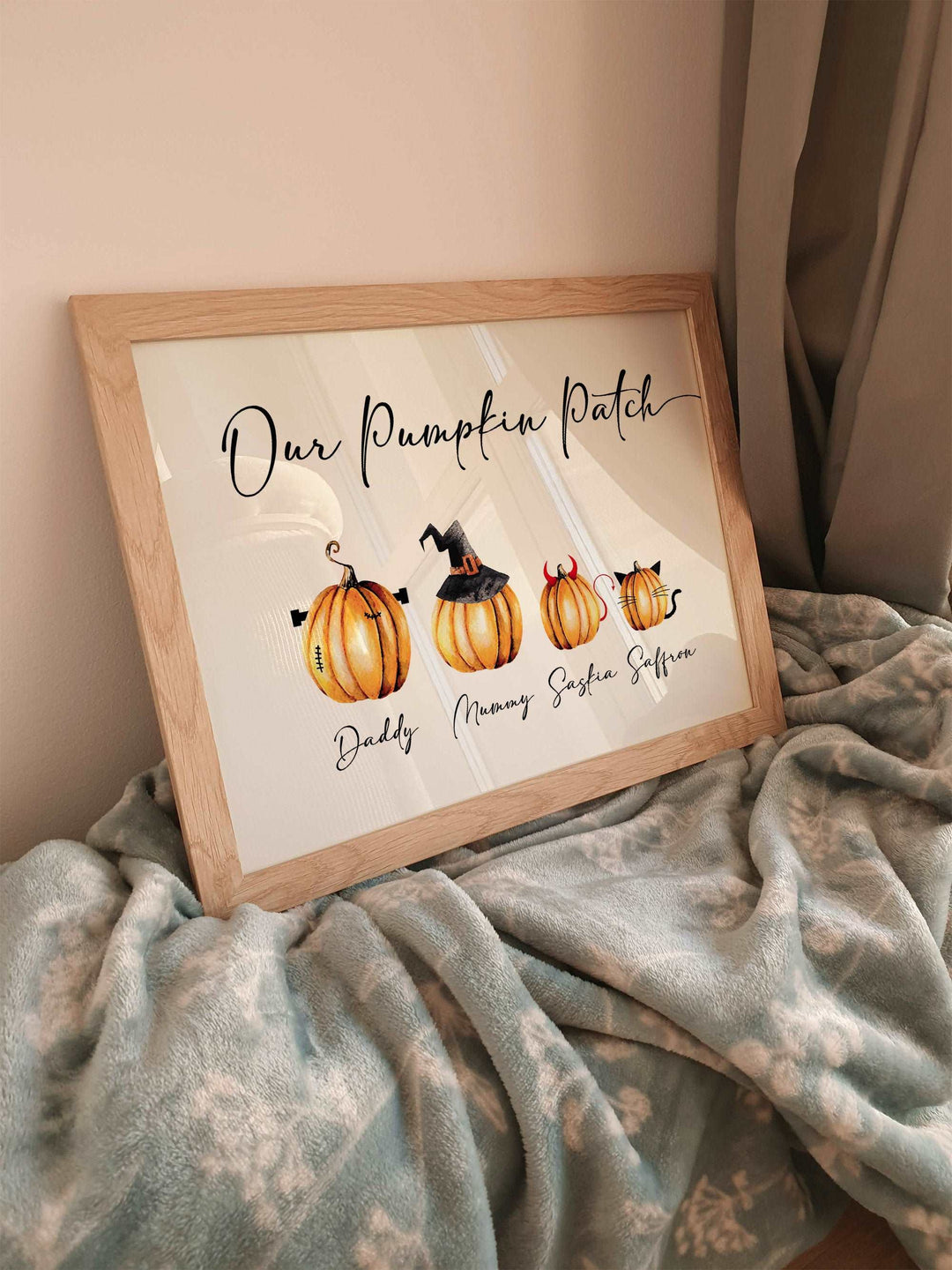 Personalised Pumpkin Patch Print | Halloween Autumn Decor Fall Mothers Day Gift Monsters Family Poster Kids Bedroom Nursery Wall Art