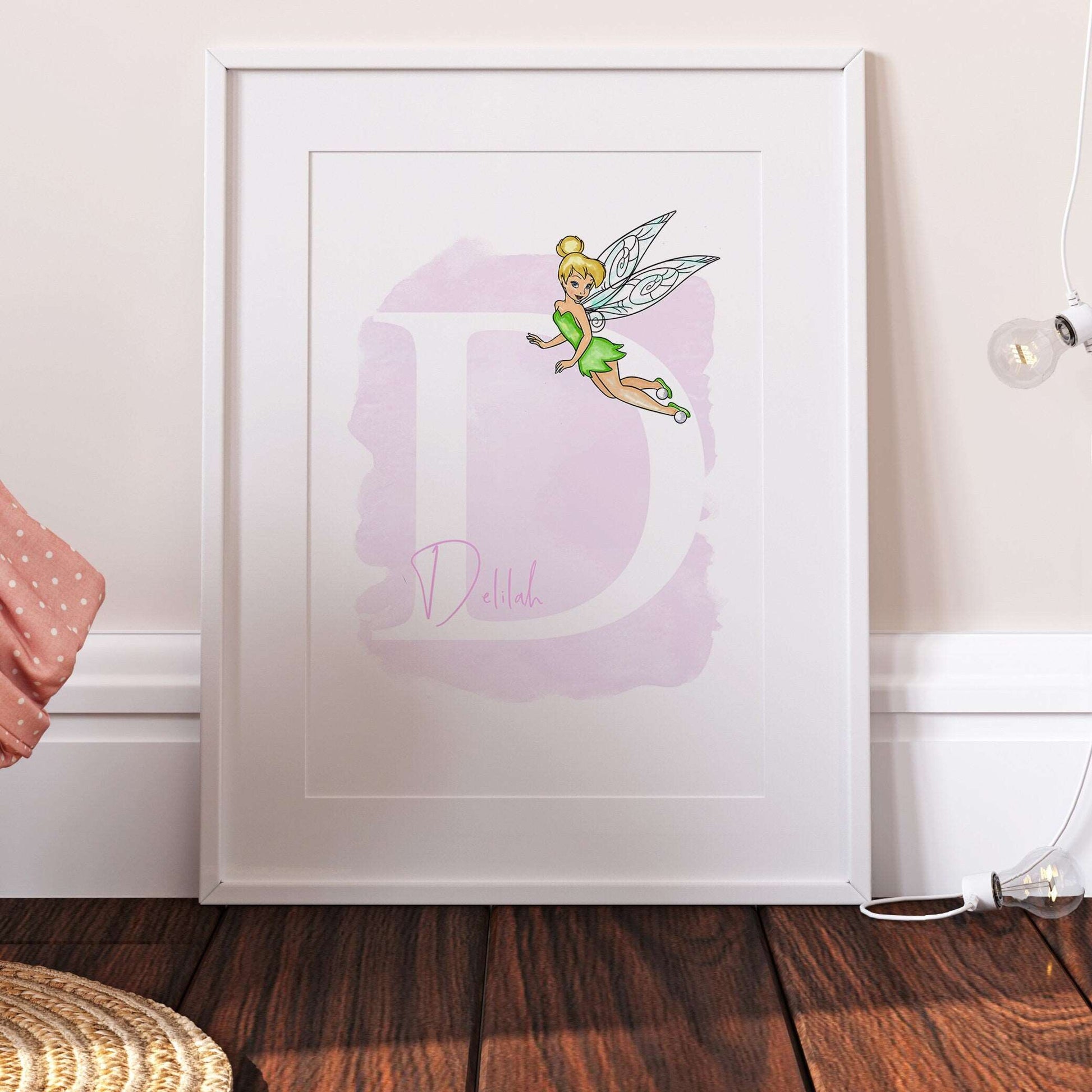 Personalised Tinkerbell Print | Peter Pan Hook Neverland Fairy | Kids Children Babies Nursery Bedroom Art Wall Decor Poster Disney Pixar