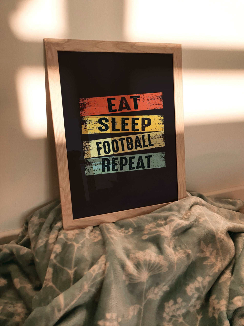 Eat Sleep Football Repeat Print |Chelsea Liverpool Manchester United Soccer Sports Bedroom Kids Children Nursery Bedroom Art Wall