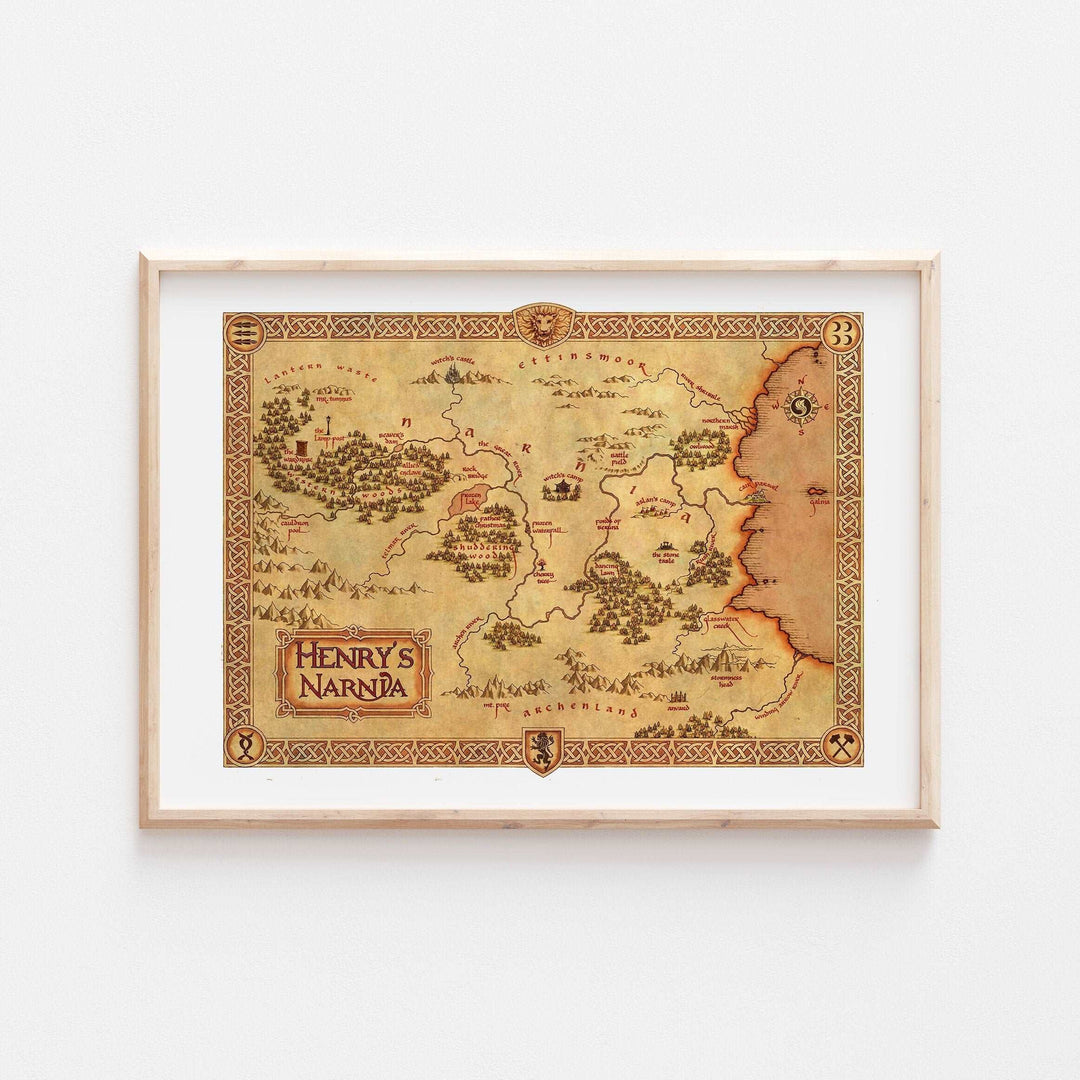 Personalised Narnia Map Print | Lion Witch Wardrobe Aslan Movie Art | Peter Lucy Christmas Fantasy Quotes Decor Wall Art Gift Bedroom Home