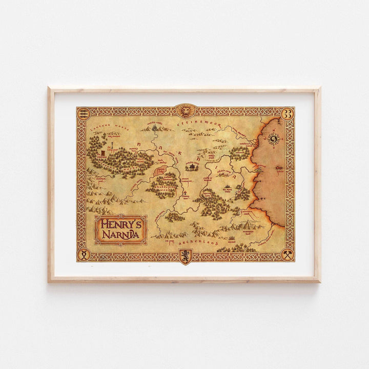 Personalised Narnia Map Print | Lion Witch Wardrobe Aslan Movie Art | Peter Lucy Christmas Fantasy Quotes Decor Wall Art Gift Bedroom Home