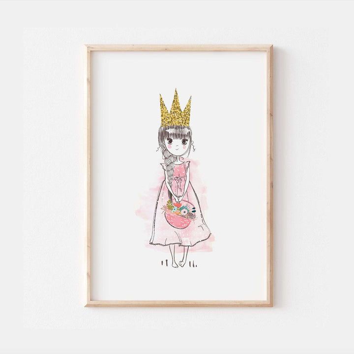 Little Princess Print | Girls Illustration Art | Kids Quotes Girls Ballerina Children Babies Nursery Bedroom Wall Decor Poster Sketch