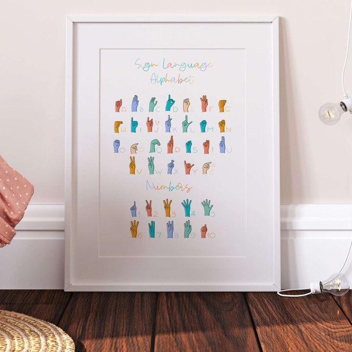 ASL Alphabet Print | American Sign Language | Educational Art Print Classroom School Posters | Home Nursery Bedroom Decor Wall Art