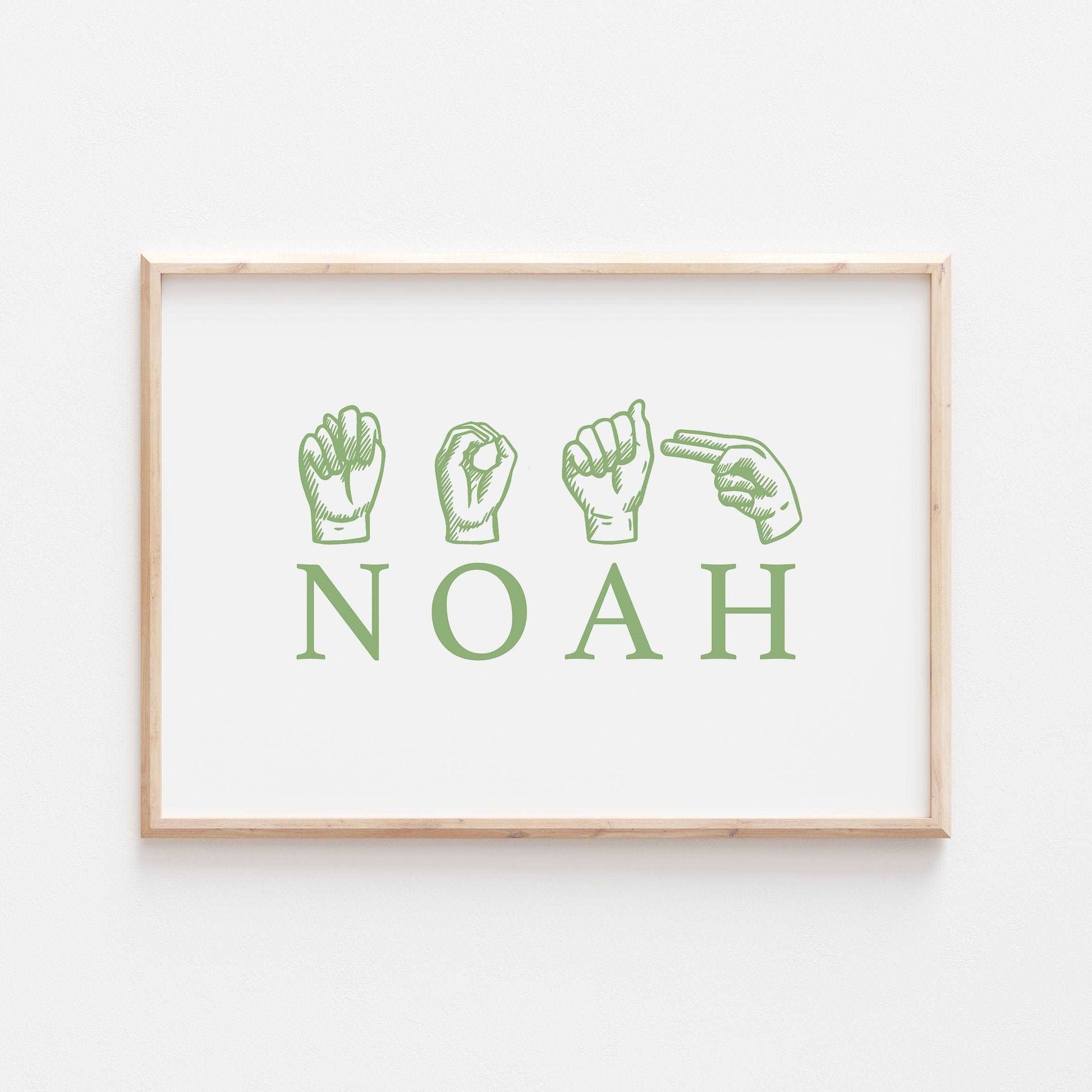 Personalized ASL Print | American Sign Language | Educational Deaf Art Kids Baby Bedroom Decor | Home Gifts School Custom Name Wall Art