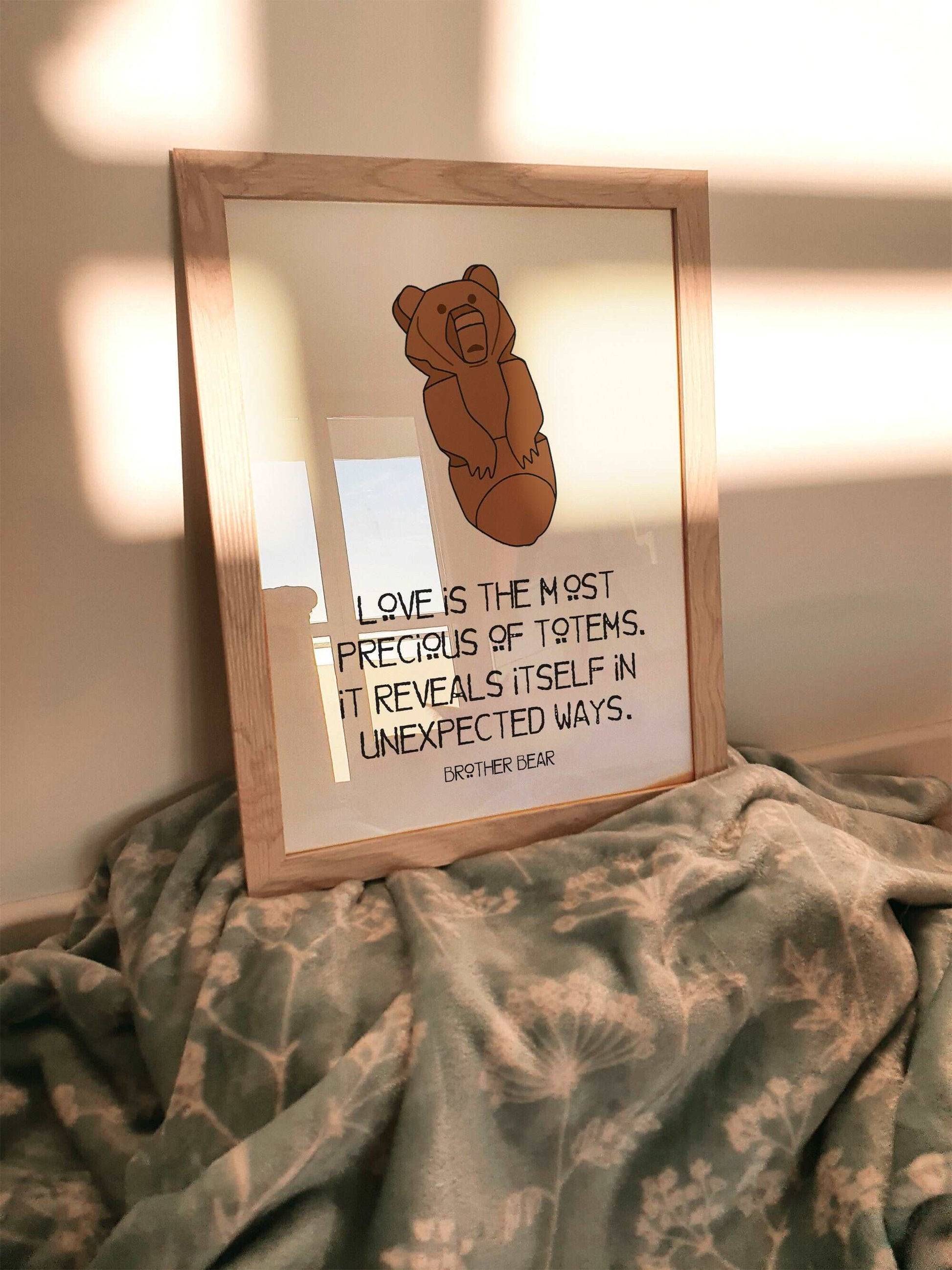 Brother Bear Totem Print | Kenai Tanana | Bedroom Quote Print Art Children Baby Nursery Bedroom Wall Decor Poster Brown Bear Native Spirit