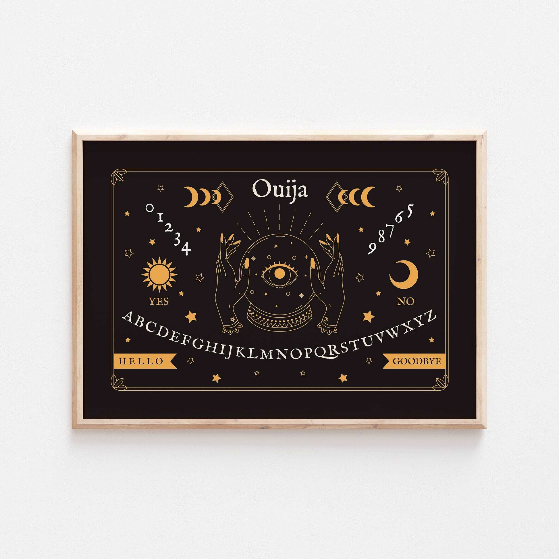 Ouija Board Prints | Spirit Board Moon Baphomet Sun | Fall Autumn Bedroom Home Decor Posters Quote Halloween Wicca Style Psychic Wall Art