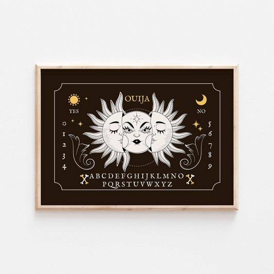 Ouija Board Prints | Spirit Board Moon Baphomet Sun | Fall Autumn Bedroom Home Decor Posters Quote Halloween Wicca Style Psychic Wall Art
