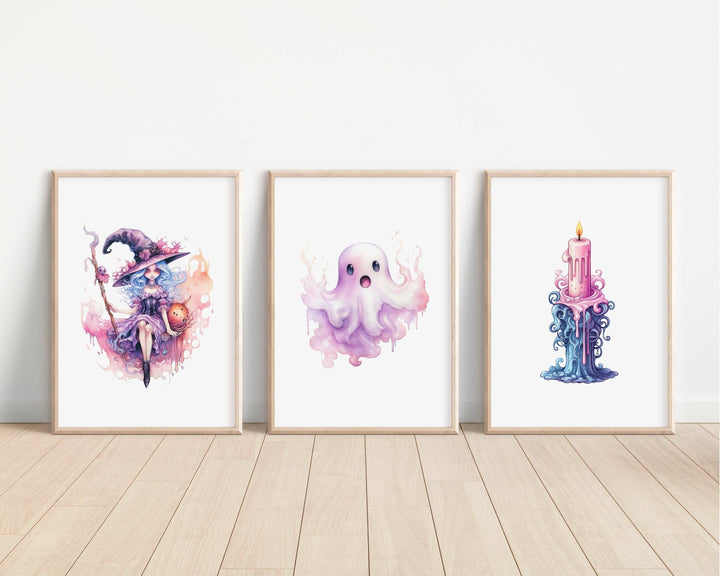 Pastel Halloween Prints | Watercolour Wicca Decor | Pink Fall Autumn Bedroom Home Ghost Skeleton Decor Posters Quote Style Tarot Wall Art