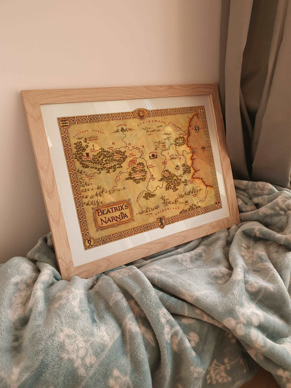 Personalised Narnia Map Print | Lion Witch Wardrobe Aslan Movie Art | Peter Lucy Christmas Fantasy Quotes Decor Wall Art Gift Bedroom Home