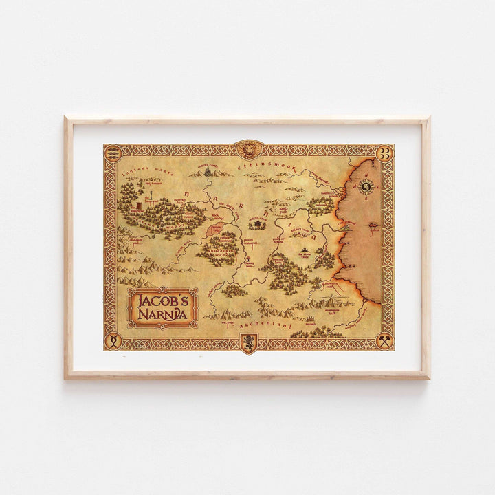 Personalised Narnia Map Print | Lion Witch Wardrobe Aslan Movie Art | Peter Lucy Christmas Fantasy Quotes Decor Wall Art Gift Bedroom Home