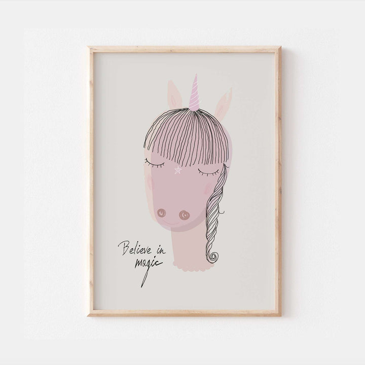 Believe In Magic Unicorn Print |Magical Horse Fantasy Art | Kids Quotes Girls Children Babies Nursery Bedroom Wall Decor Poster Disney