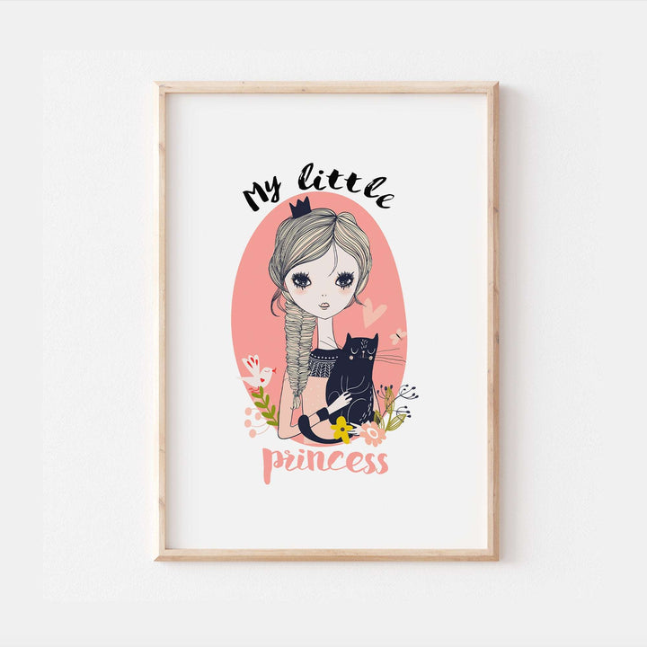 My Little Princess Print | Girls Cat Illustration Art | Kids Quotes Girls Ballerina Children Babies Nursery Bedroom Wall Decor Poster Sketch