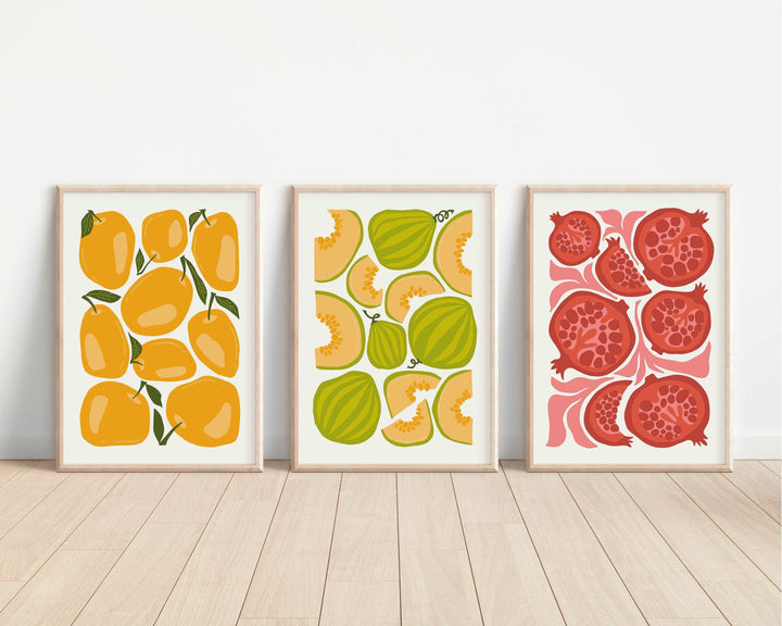 Fruit Prints | Avocado Mango Melon Strawberry | Summer Flowers Family Poster Kids Children Bedroom Newborn Nursery Wall Art Present