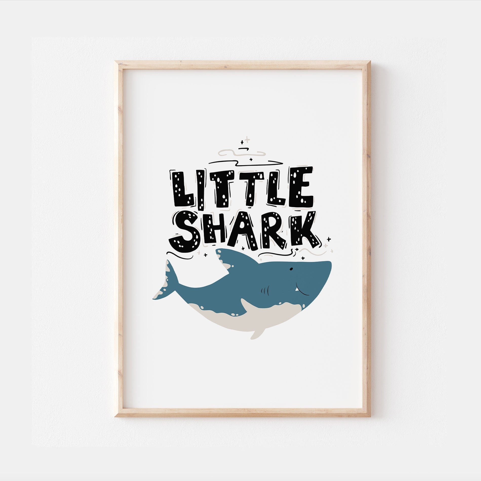 Great White Shark | Under the Sea Ocean Water Creatures Animals Kids Nursery Print Baby Bedroom Decor Posters Quote Shark Aqua Theme