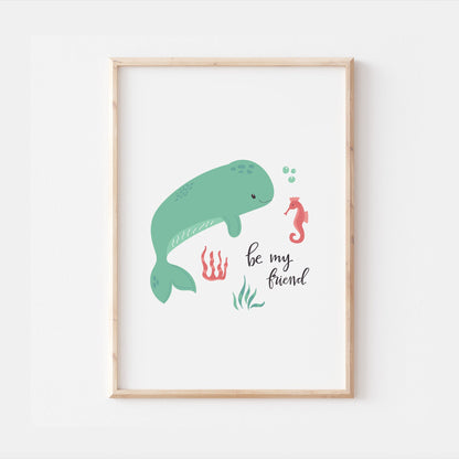 Great White Shark | Under the Sea Ocean Water Creatures Animals Kids Nursery Print Baby Bedroom Decor Posters Quote Shark Aqua Theme