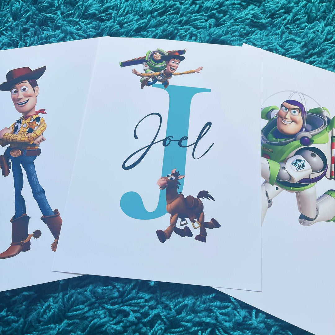 SET OF 3 Toy Story Personalized Print | Woody Buzz Jesse Rex Slinky Bedroom Decor | Kids Children Nursery Bedroom Art Wall Disney Pixar