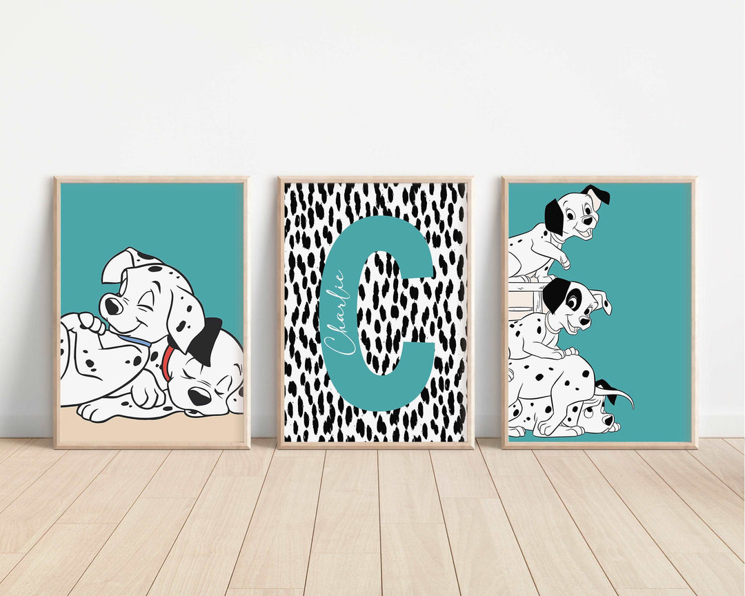 SET OF 3 Personalised 101 Dalmatians | Patch Spot Pongo Perdita Bedroom Print Kids Children Nursery Bedroom Art Wall Disney Pixar