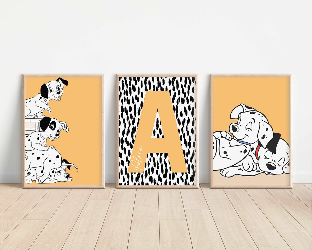 SET OF 3 Personalised 101 Dalmatians | Patch Spot Pongo Perdita Bedroom Print Kids Children Nursery Bedroom Art Wall Disney Pixar