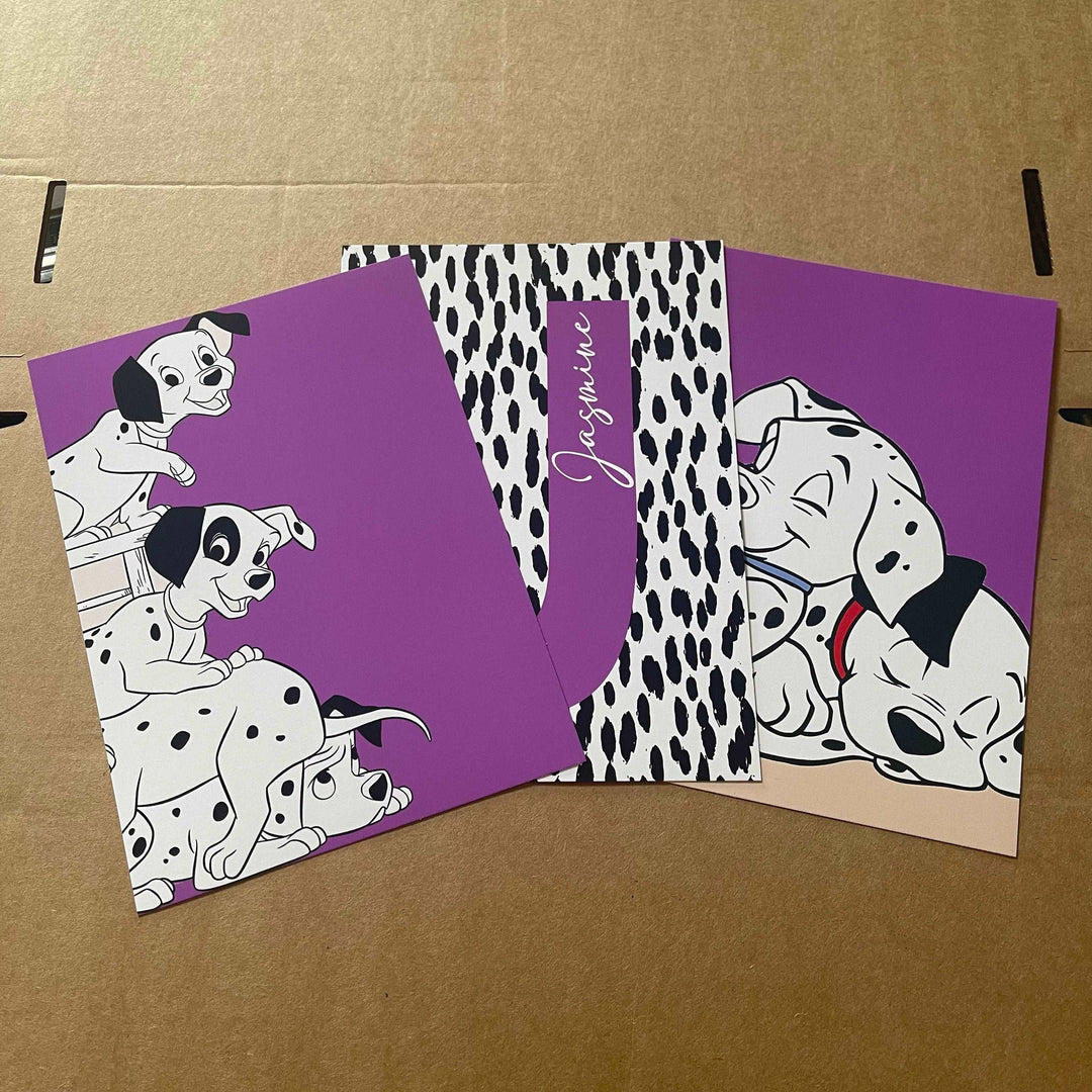 SET OF 3 Personalised 101 Dalmatians | Patch Spot Pongo Perdita Bedroom Print Kids Children Nursery Bedroom Art Wall Disney Pixar