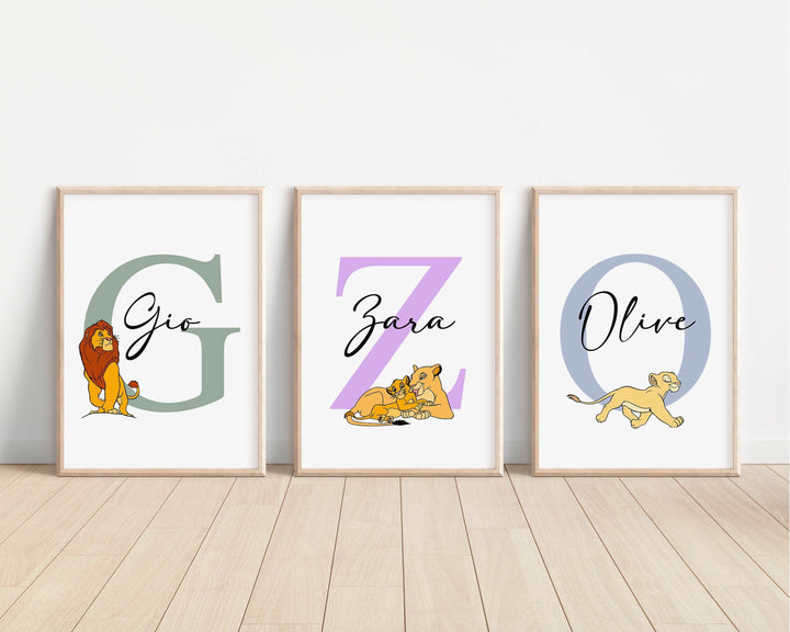 The Lion King Personalised Print | Simba Mufusa Nala Bedroom Kids Children Nursery Bedroom Art Wall Disney Pixar