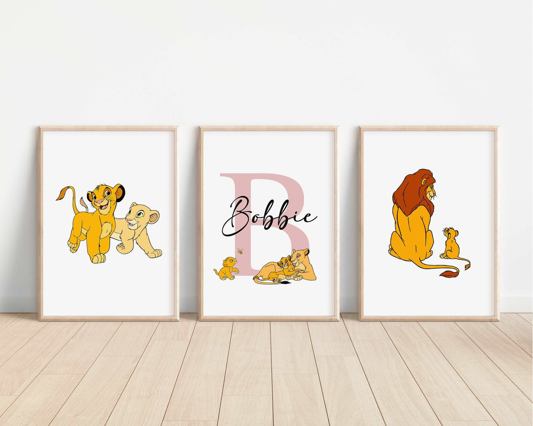 SET OF 3 The Lion King Personalised Print | Simba Nala Mufusa Quote Bedroom Decor | Kids Children Nursery Bedroom Art Wall Disney Pixar