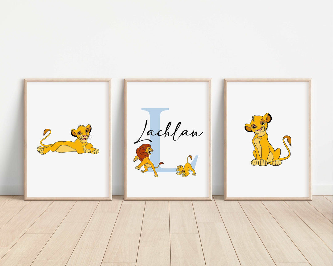 SET OF 3 The Lion King Personalised Print | Simba Nala Mufusa Quote Bedroom Decor | Kids Children Nursery Bedroom Art Wall Disney Pixar