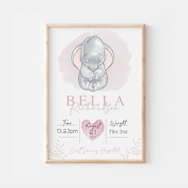 Personalised The Day You Were Born | Dumbo Disney Newborn Print Watercolour Bedroom Nursery Decor Baby Gift Poster Baby Shower Mothers Day