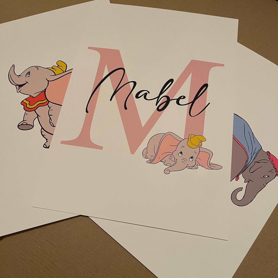 SET OF 3 Dumbo Personalised Prints | Flying Elephant Mother Circus Bedroom Print Kids Children Nursery Bedroom Art Wall Disney Pixar