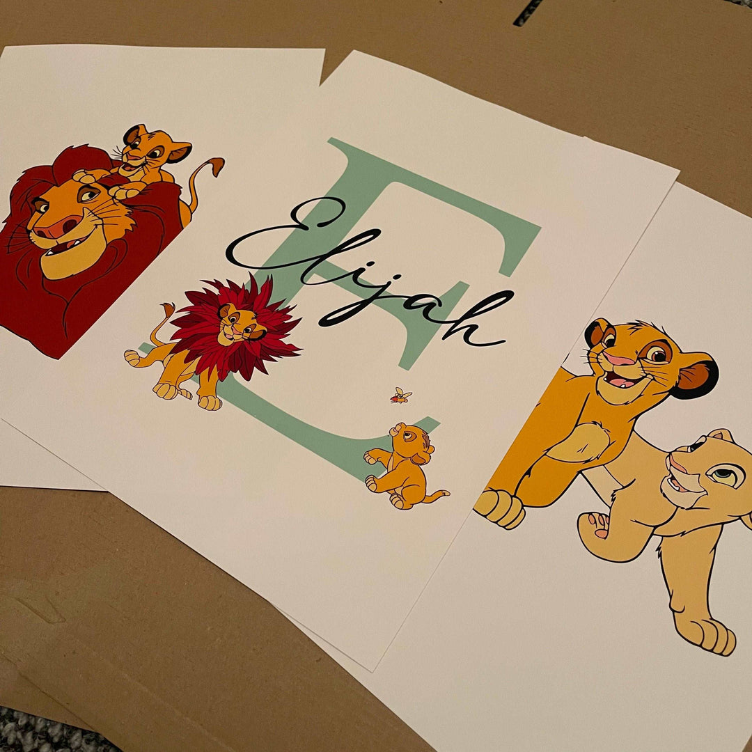 SET OF 3 The Lion King Personalised Print | Simba Nala Mufusa Quote Bedroom Decor | Kids Children Nursery Bedroom Art Wall Disney Pixar