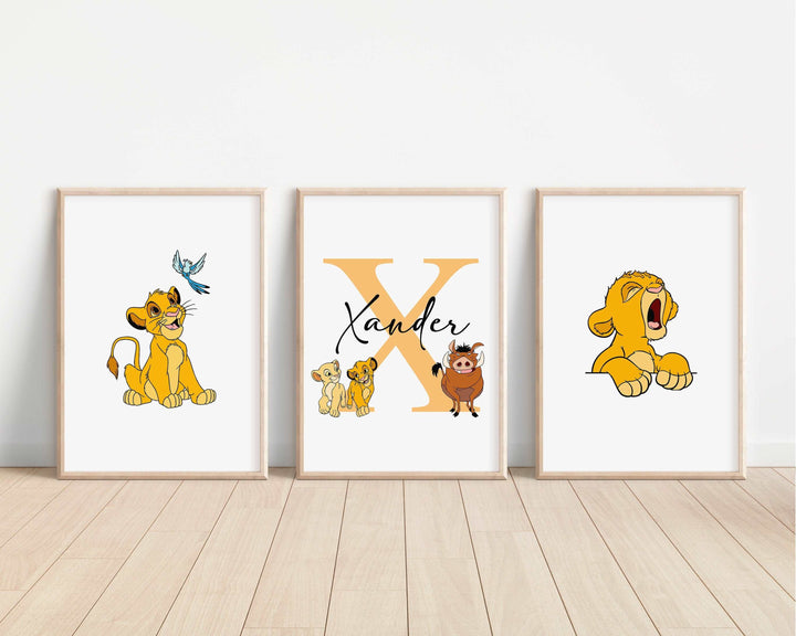 SET OF 3 The Lion King Personalised Print | Simba Nala Mufusa Quote Bedroom Decor | Kids Children Nursery Bedroom Art Wall Disney Pixar