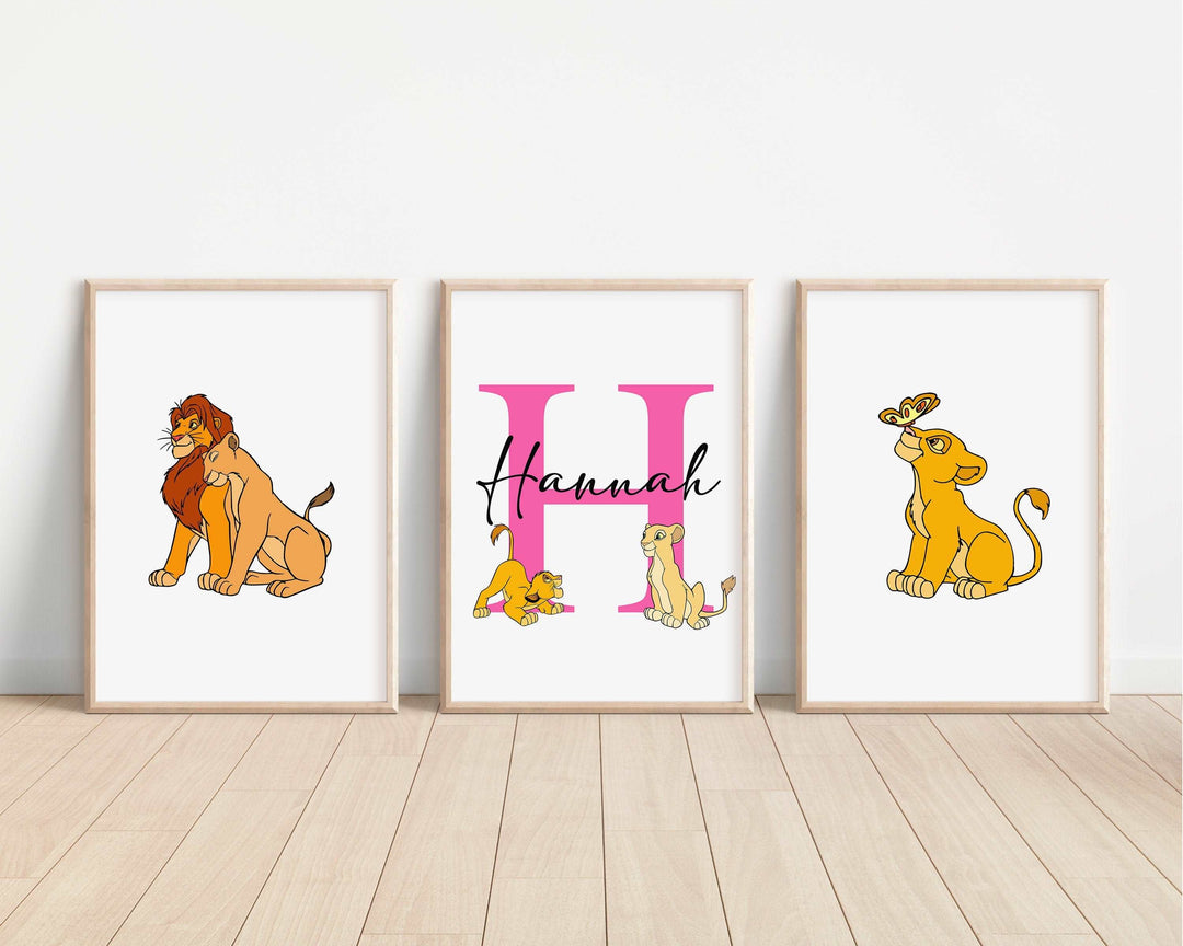 SET OF 3 The Lion King Personalised Print | Simba Nala Mufusa Quote Bedroom Decor | Kids Children Nursery Bedroom Art Wall Disney Pixar