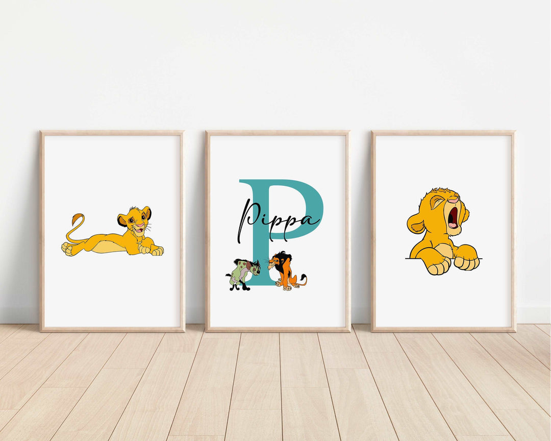 SET OF 3 The Lion King Personalised Print | Simba Nala Mufusa Quote Bedroom Decor | Kids Children Nursery Bedroom Art Wall Disney Pixar