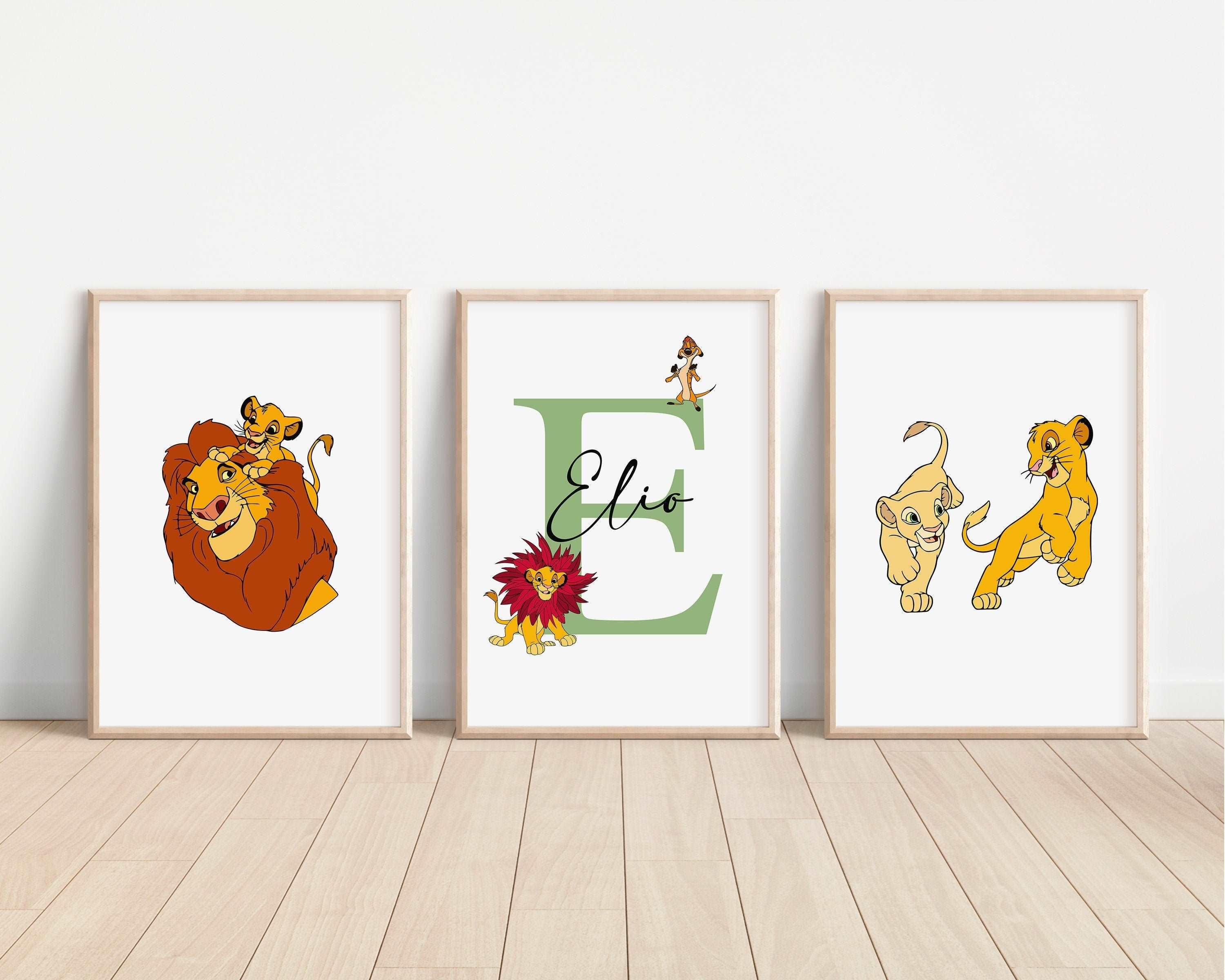 SET OF 3 Lion King Personalised Prints Funky Print Factory