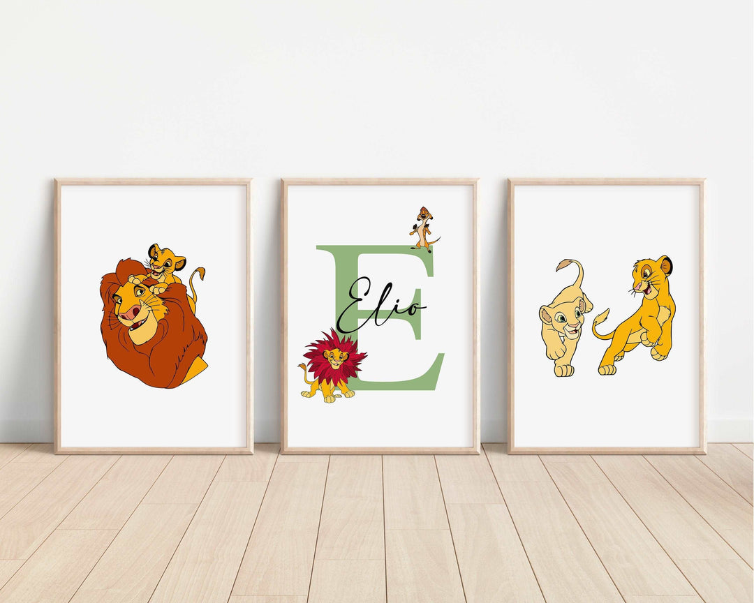 SET OF 3 The Lion King Personalised Print | Simba Nala Mufusa Quote Bedroom Decor | Kids Children Nursery Bedroom Art Wall Disney Pixar