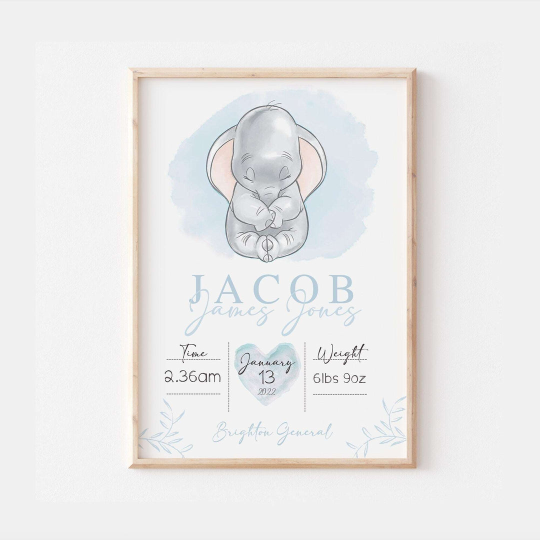 Personalised The Day You Were Born | Dumbo Disney Newborn Print Watercolour Bedroom Nursery Decor Baby Gift Poster Baby Shower Mothers Day