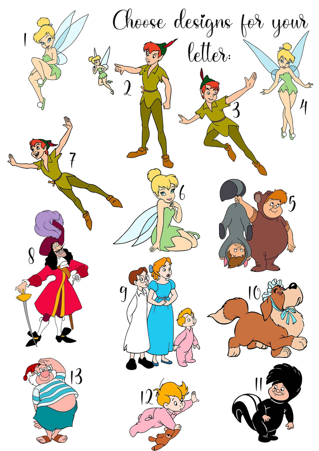 SET OF 3 Peter Pan Personalised Print | Hook Neverland Wendy Tinkerbell Bedroom Print Kids Children Nursery Bedroom Art Wall Disney Pixar