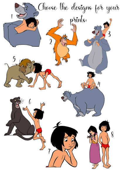 SET OF 3 The Jungle Book Personalised Print | Mowgli Baloo Bagheera Kaa Bedroom Print Kids Children Nursery Gift Art Wall Disney Pixar