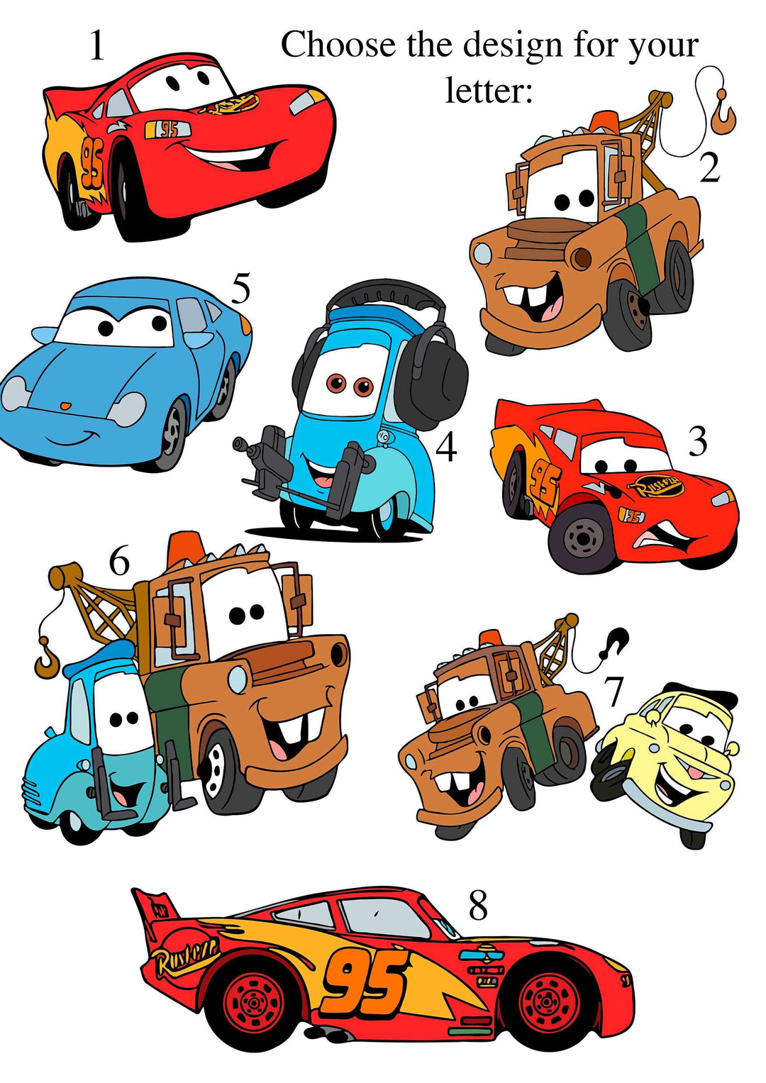 SET OF 3 Cars Personalized Print | Lightning McQueen Mater Sally Doc Quote Bedroom Print Kids Children Nursery Bedroom Art Wall Disney Pixar