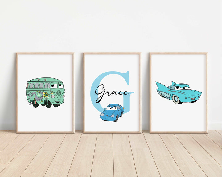 SET OF 3 Cars Personalized Print | Lightning McQueen Mater Sally Doc Quote Bedroom Print Kids Children Nursery Bedroom Art Wall Disney Pixar