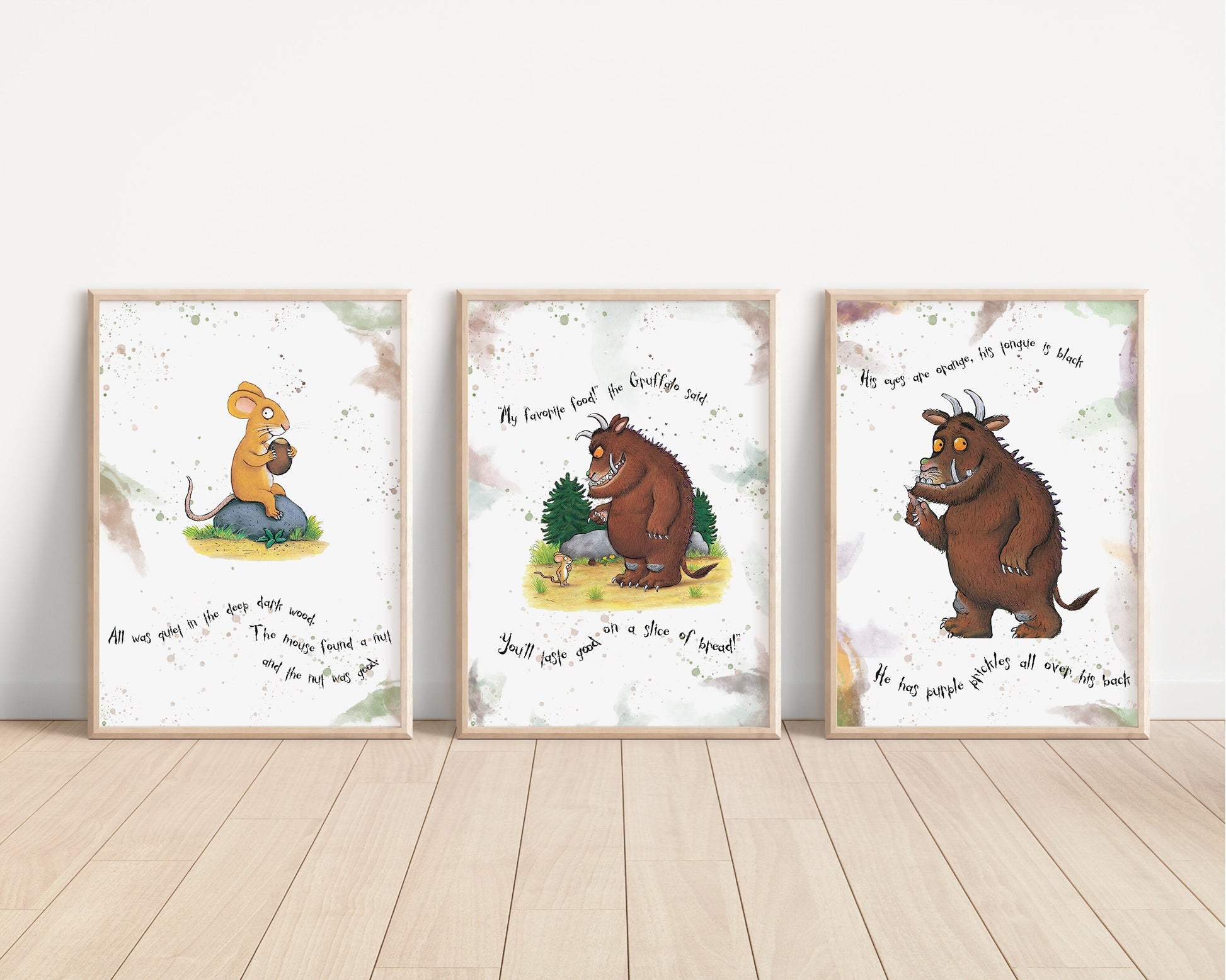 The Gruffalo Prints | Mouse Owl Quote Tale Storybook Disney Movie Kids Children Babies Nursery Bedroom Art Wall Decor Poster