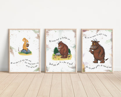 The Gruffalo Prints | Mouse Owl Quote Tale Storybook Disney Movie Kids Children Babies Nursery Bedroom Art Wall Decor Poster