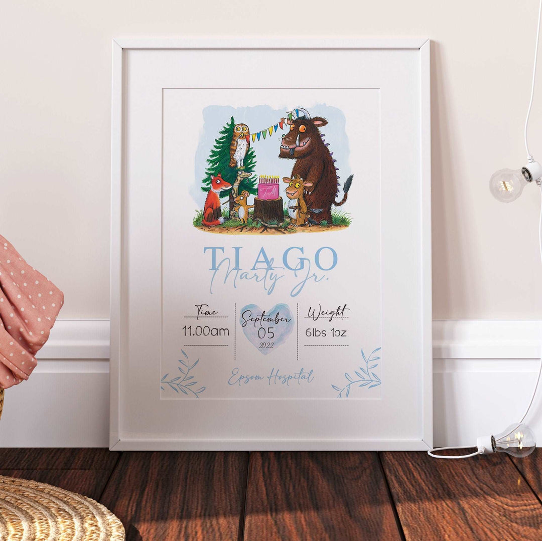 Personalised The Day You Were Born | The Gruffalo Newborn Print Watercolour Bedroom Nursery Decor Baby Gift Poster Baby Shower Mothers Day