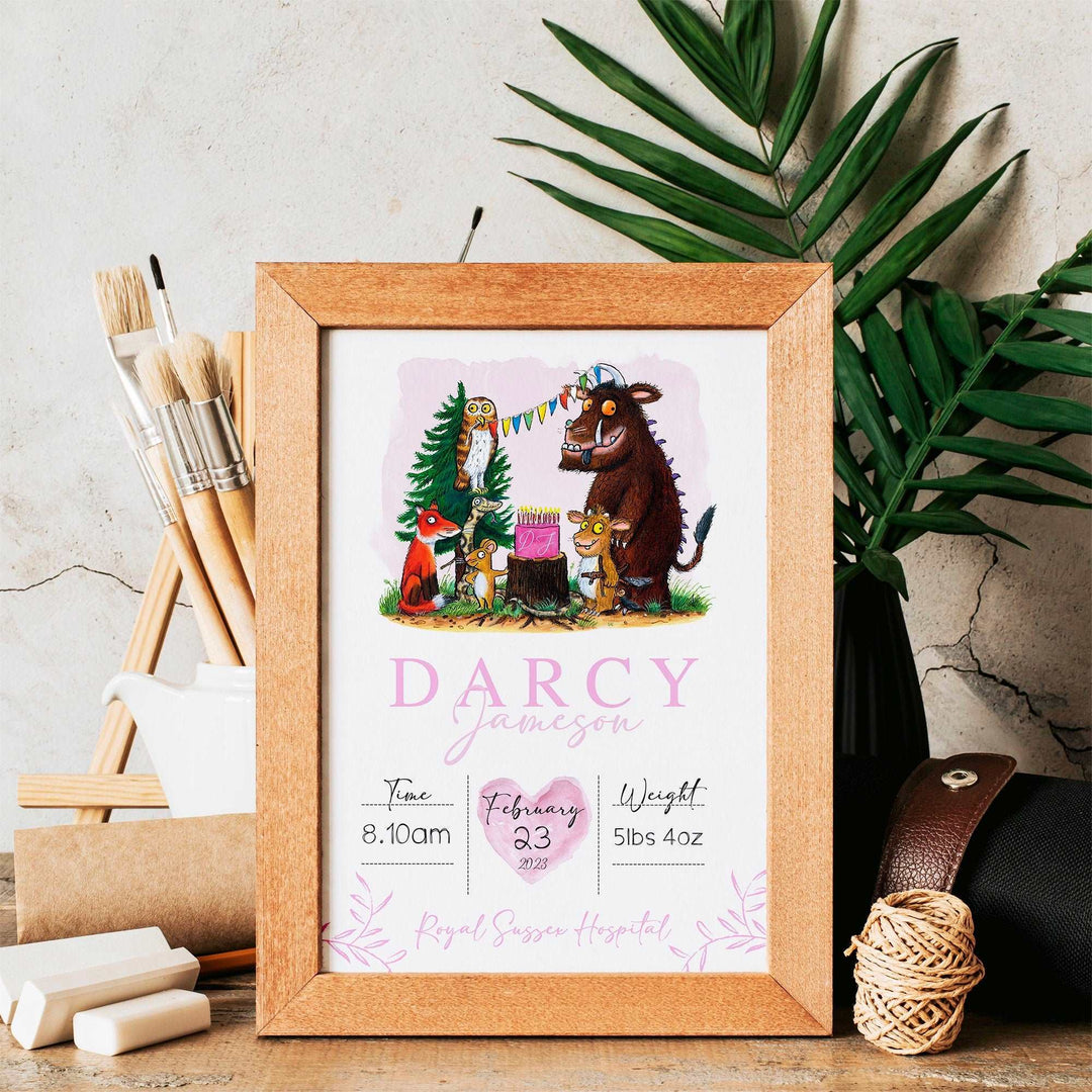 Personalised The Day You Were Born | The Gruffalo Newborn Print Watercolour Bedroom Nursery Decor Baby Gift Poster Baby Shower Mothers Day