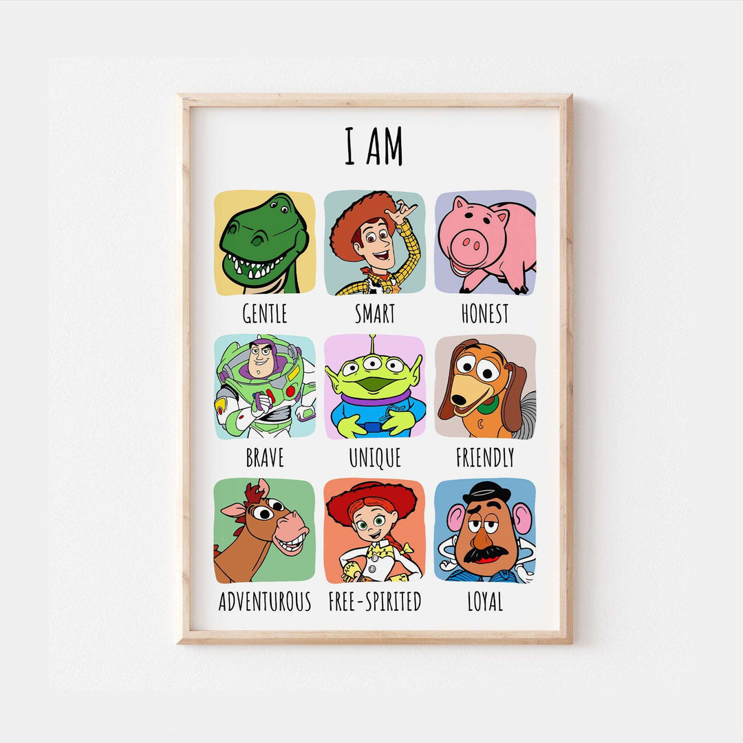 Toy Story Print | I AM | Quote Woody Buzz Jesse Alien Bullseye Bedroom Print Kids Children Nursery Bedroom Art Wall Disney Pixar