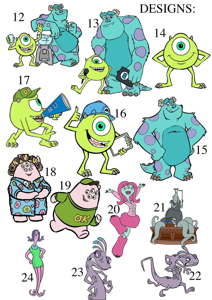 SET OF 3 Monsters Inc Personalised Print | Sulley Mike Boo Randall Bedroom Print Kids Children Nursery Bedroom Art Wall Disney Pixar