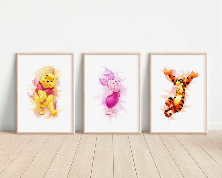 Winnie the Pooh Watercolour Print | Roo Piglet Eeyore Tigger Bedroom Kids Children Nursery Bedroom Wall Disney Pixar