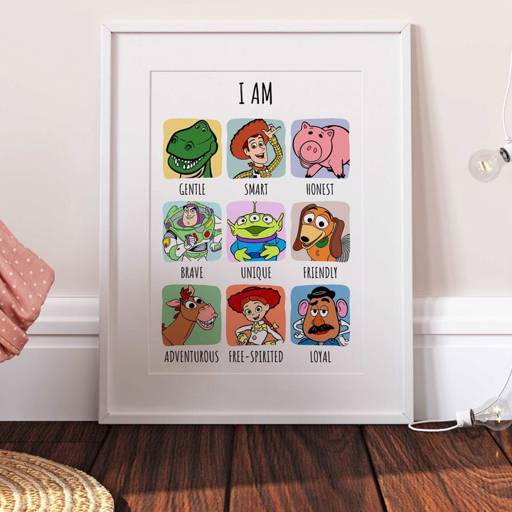 Toy Story Print | I AM | Quote Woody Buzz Jesse Alien Bullseye Bedroom Print Kids Children Nursery Bedroom Art Wall Disney Pixar