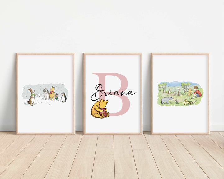 SET OF 3 Winnie the Pooh Print | Eeyore Tigger Piglet Rabbit Roo Quote Bedroom Print Kids Children Nursery Bedroom Art Wall Disney Pixar